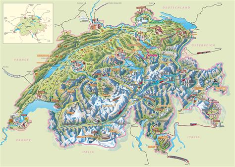 tourist map of switzerland|Map of Switzerland .